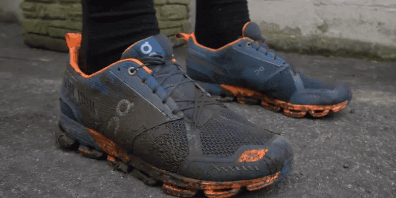 A pair of dirty running shoes 