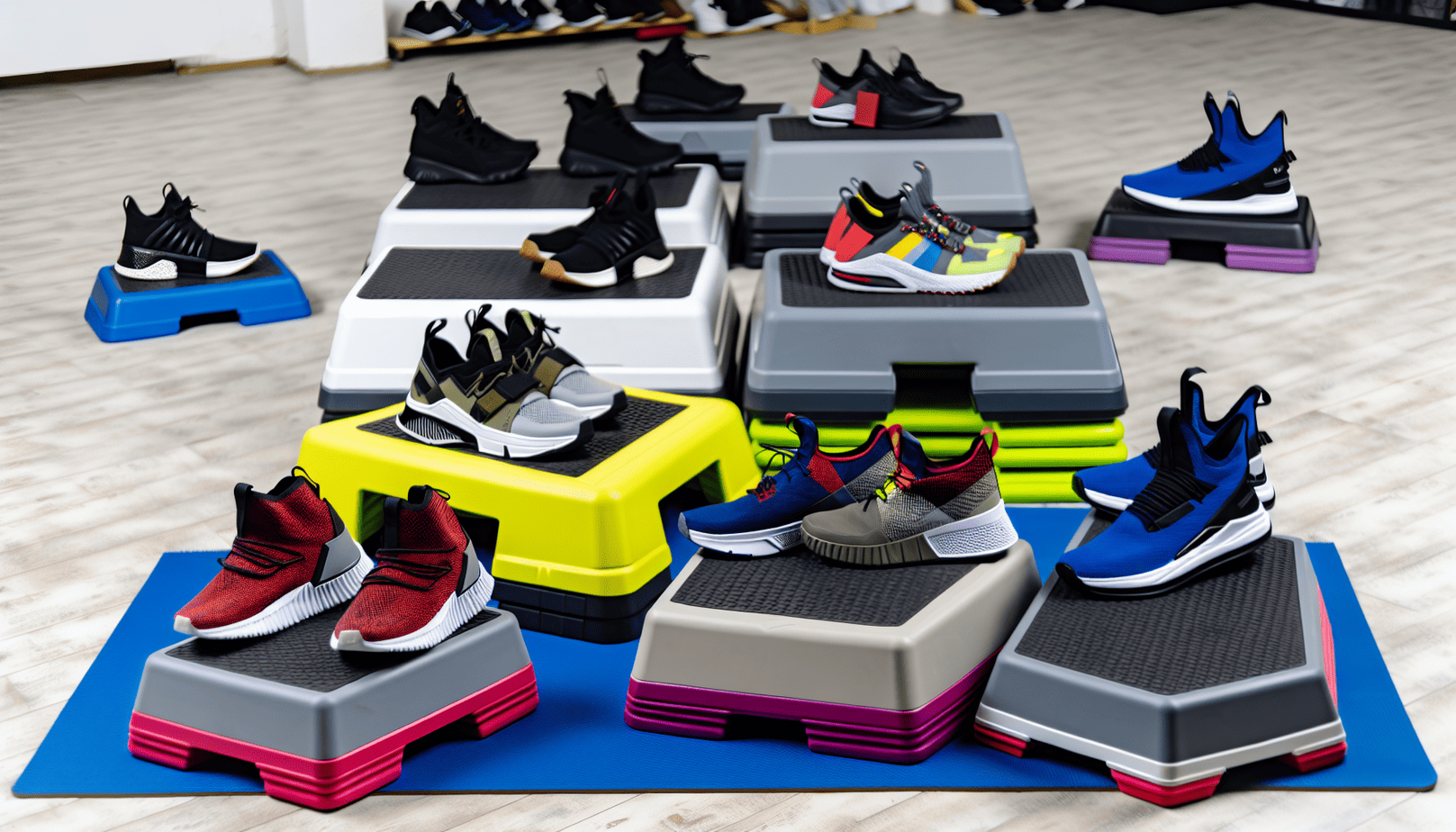 A Variety Of Step Platforms And Footwear Options For Hip Hop Step Workouts