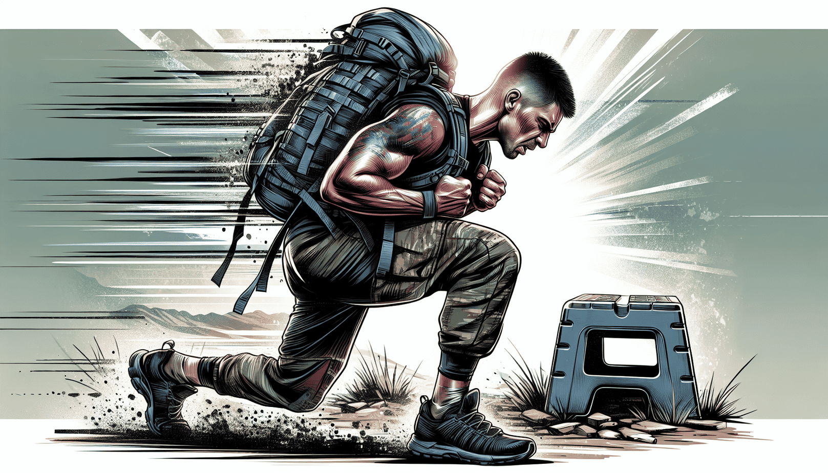 Illustration Of A Person Performing Strength Training Exercises During Rucking