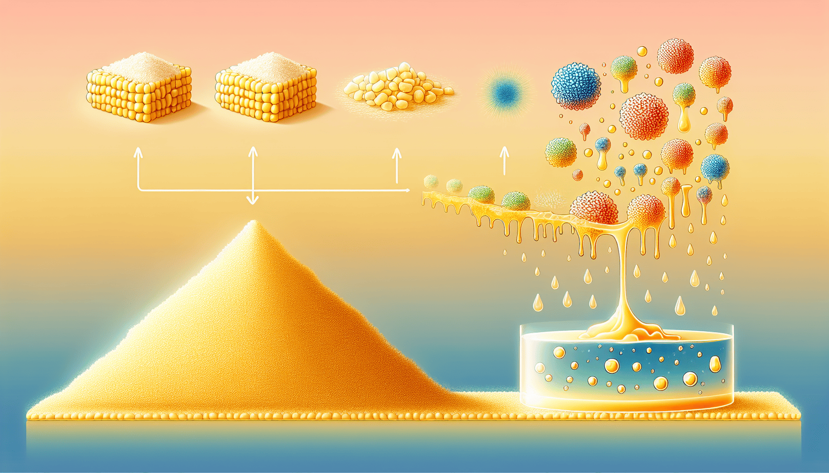 Illustration Of Corn And Corn Syrup Production Process
