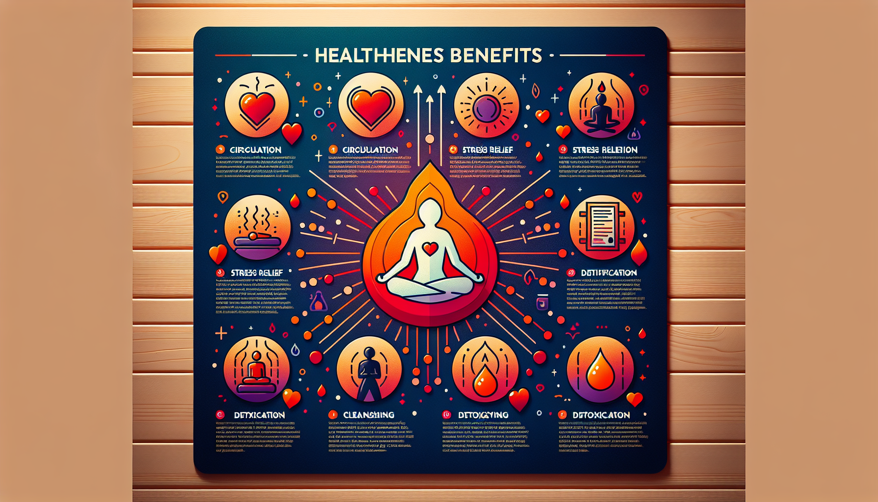 A Visual Representation Of The Key Health Benefits Of Infrared Sauna Therapy.